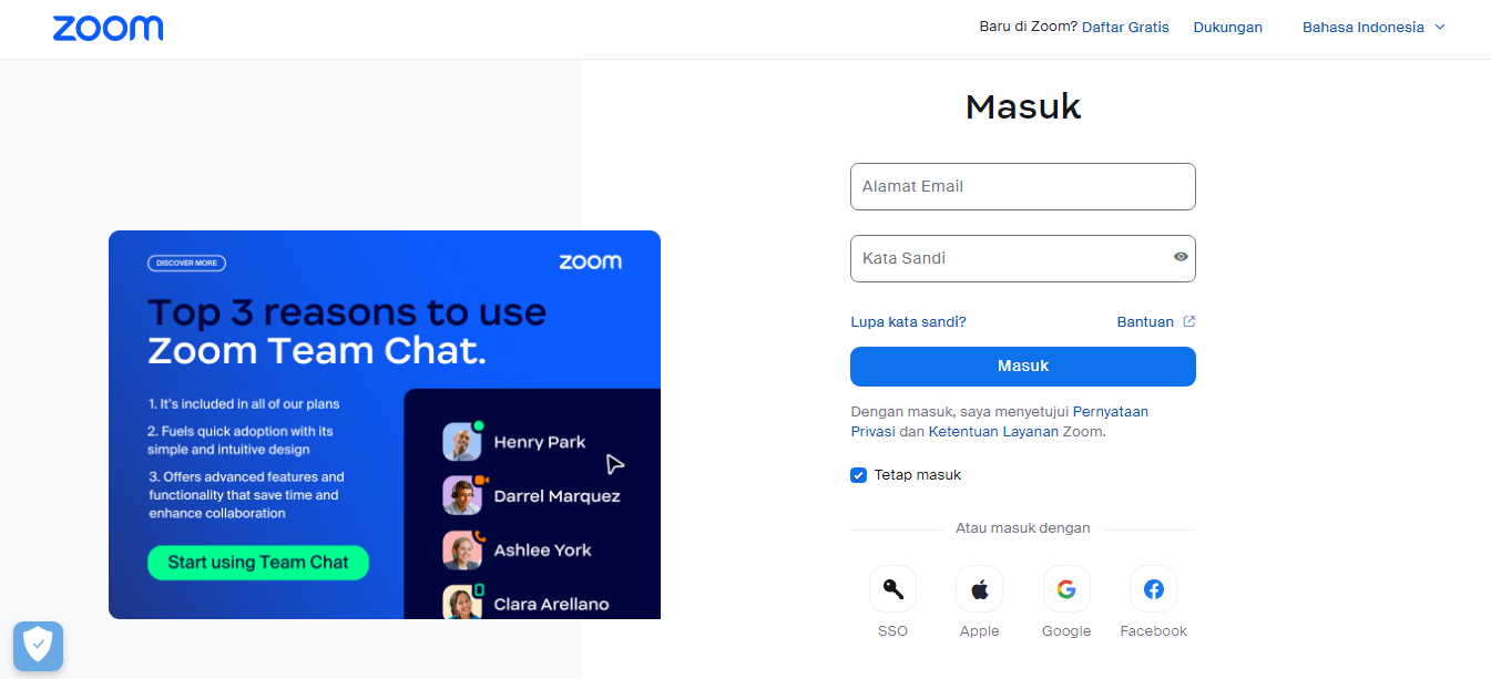 Login Masuk ke Zoom Meeting
