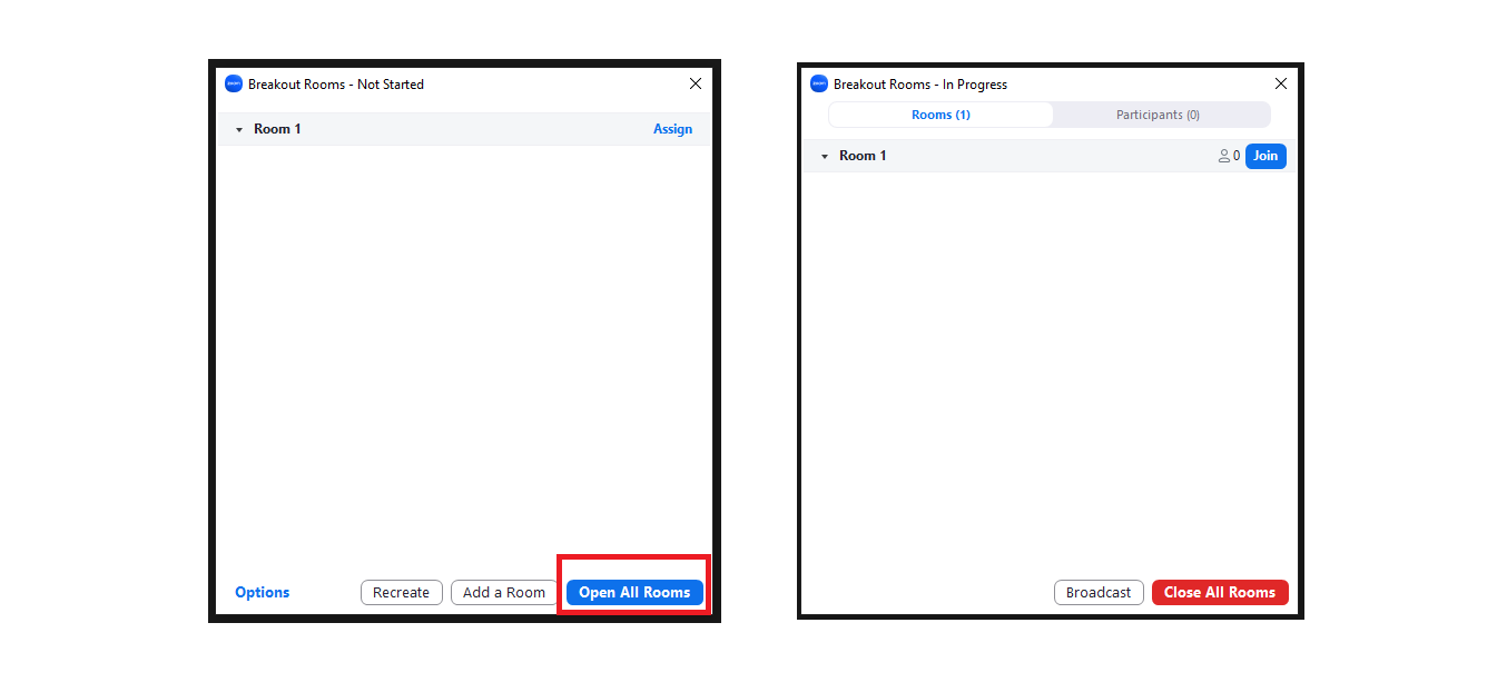 Open All Breakout Room Zoom di HP