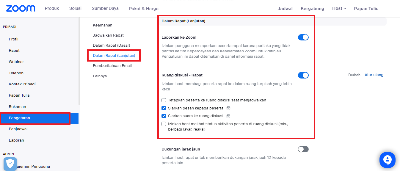 Setting Breakout Room Zoom